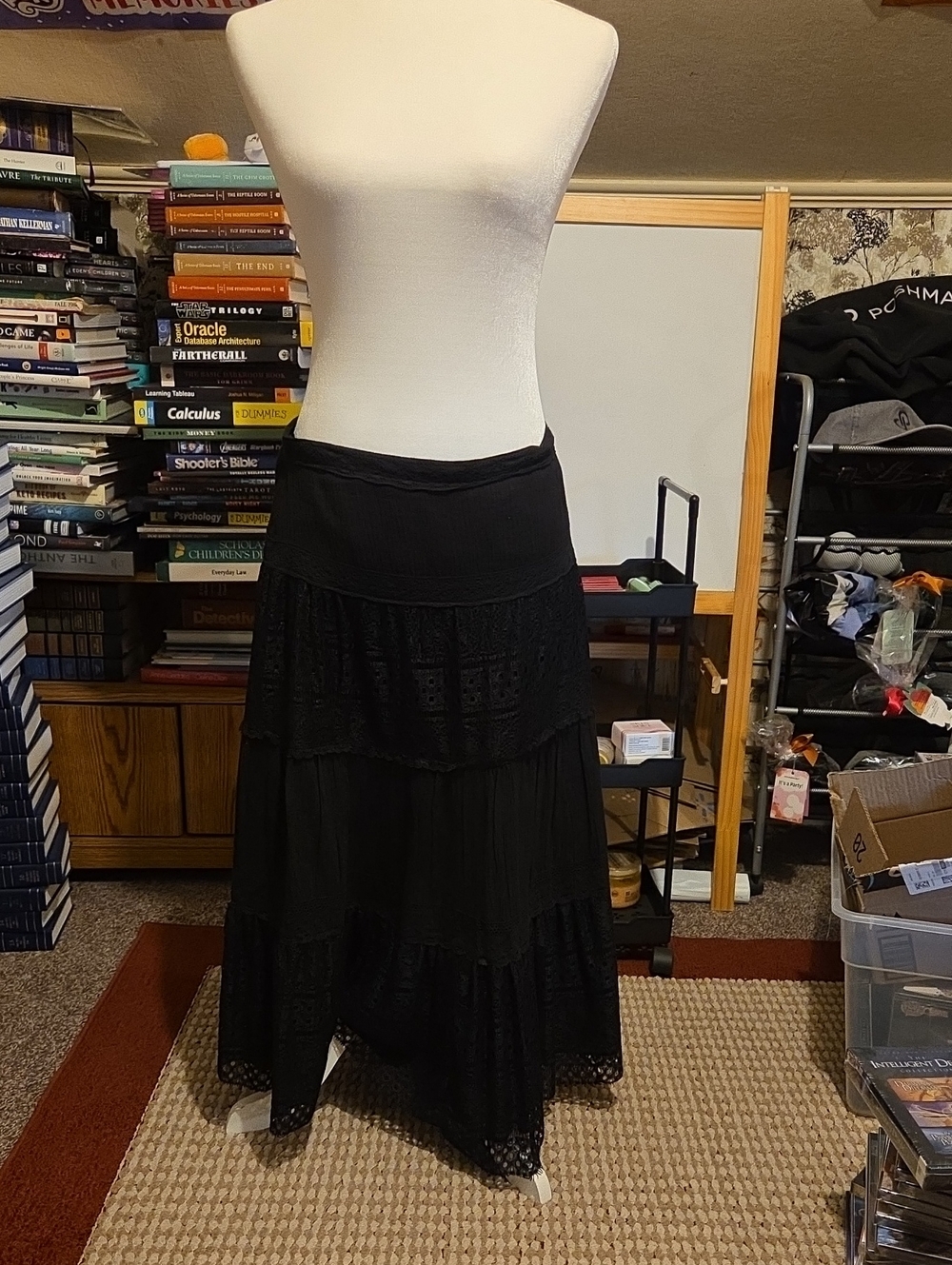 Boho Black Anna Paul Small Maxi Skirt 100% Cotton